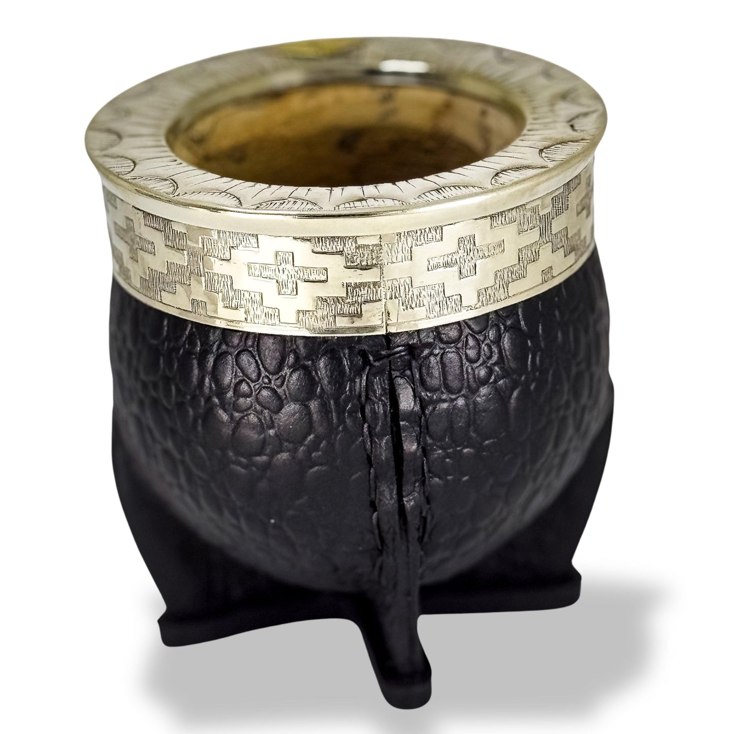Imperial Mate Gourd with Chiseled Virola Alpaca - Argentinian Mate Cup for Yerba Mate