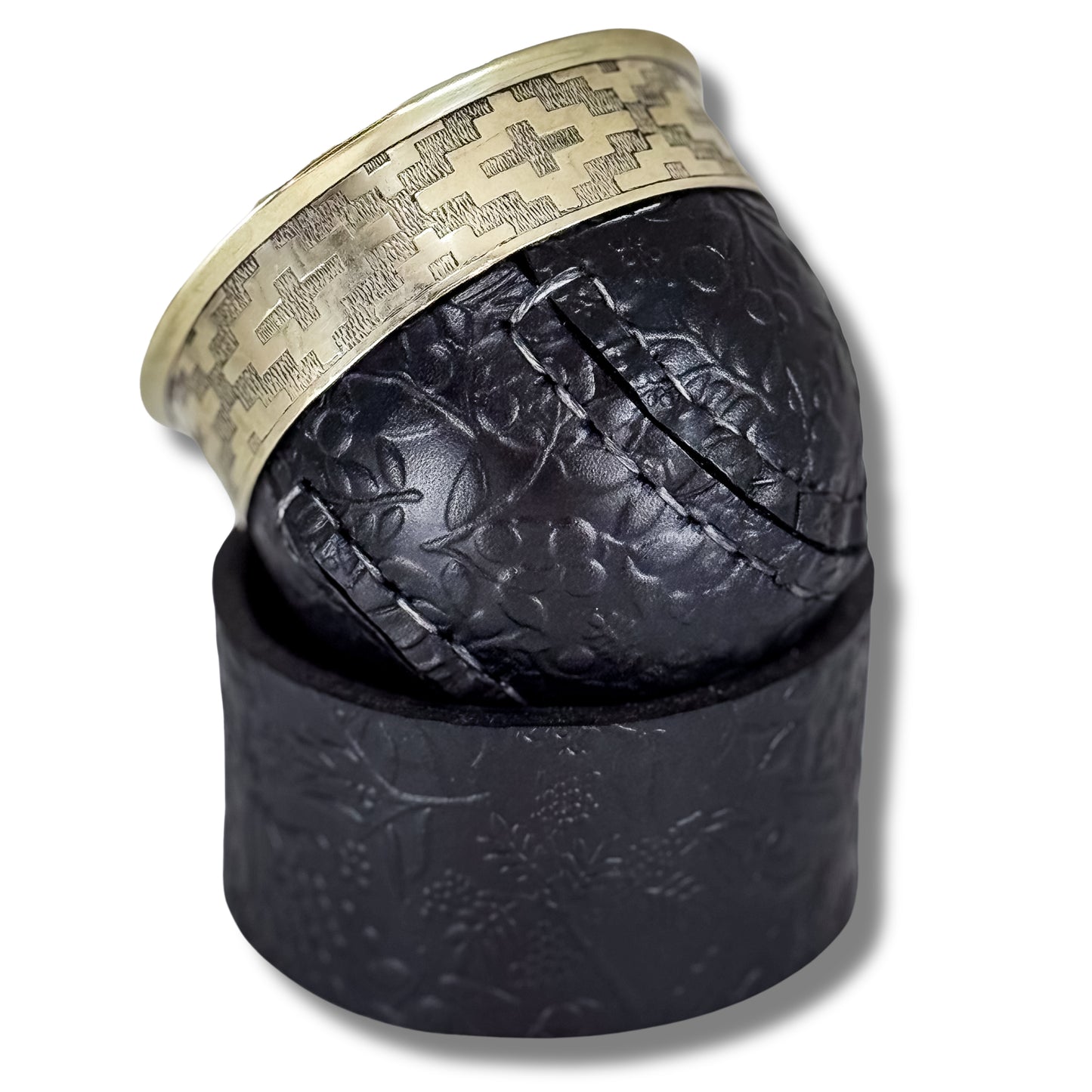 Imperial Chiseled Mate Gourd with Leather Stand - Argentinian Mate Cup for Yerba Mate