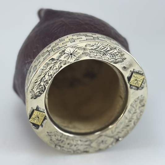 Imperial Chiseled Mate Flowers Leather - Argentinian Mate Cup for Yerba Mate
