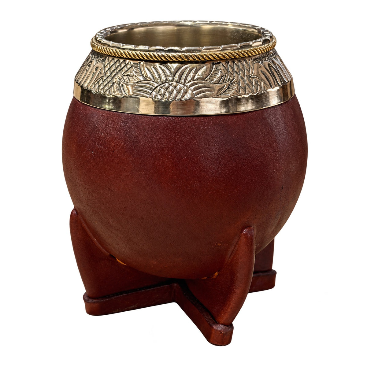 Torpedo Mate with Chiseled Virola and Bronze Deco - Burgundy