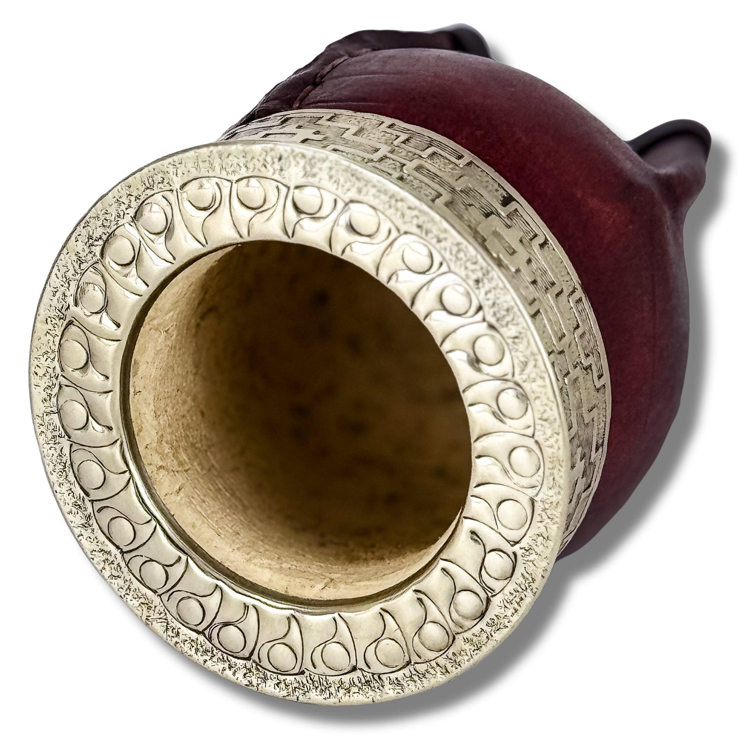 Mate imperial gourd with chiseled virola and brown leather fully customizable
