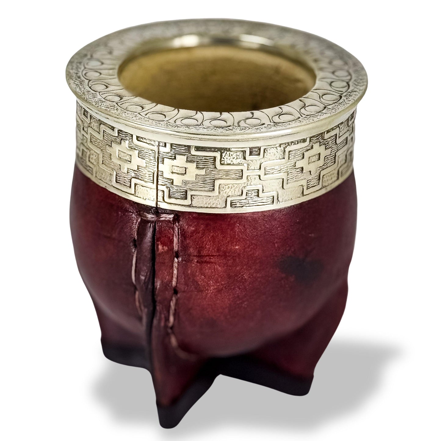 Mate imperial gourd with chiseled virola and brown leather fully customizable