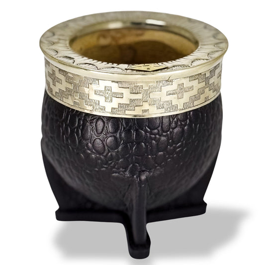 Imperial Mate Gourd with Chiseled Virola Alpaca - Argentinian Mate Cup for Yerba Mate