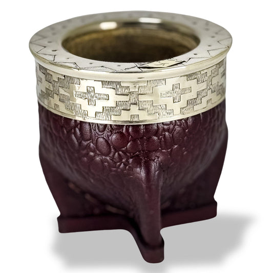 Imperial Mate Gourd with Chiseled Virola Alpaca - Argentinian Mate Cup for Yerba Mate