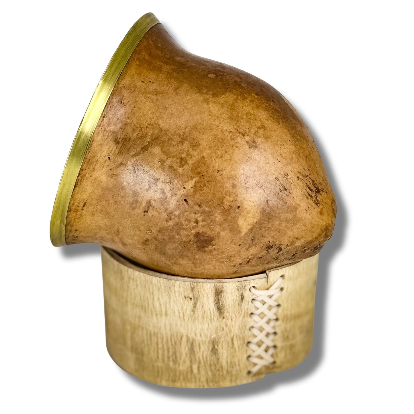 Exclusive Mate Criollo with Leather Stand and Chiseled Bronze Virola - Argentinian Mate Cup for Yerba Mate
