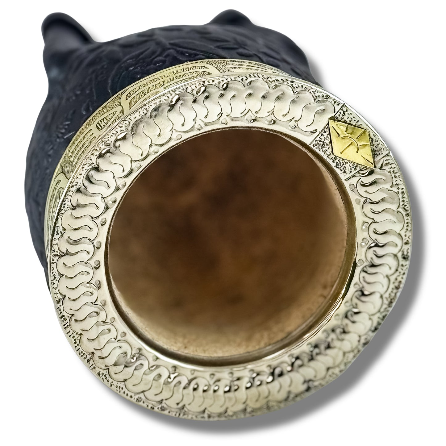 Imperial mate gourd with chiseled virola and handcrafted leather fully customizable to drink yerba mate