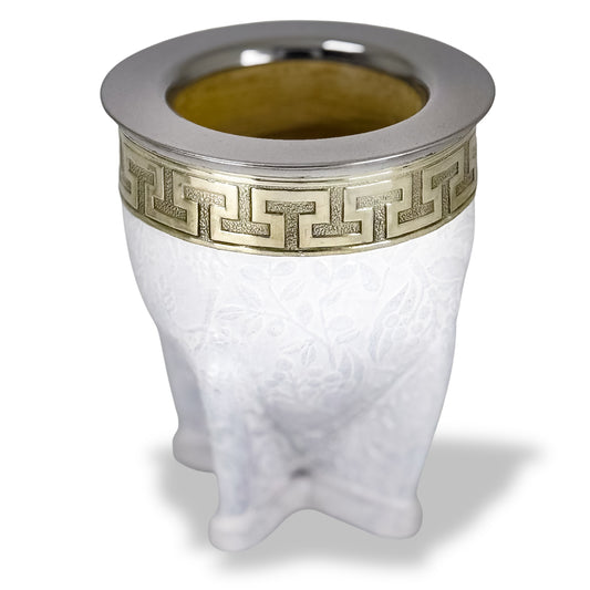Mate gourd imperial with white colour and flower type leather fully customizable