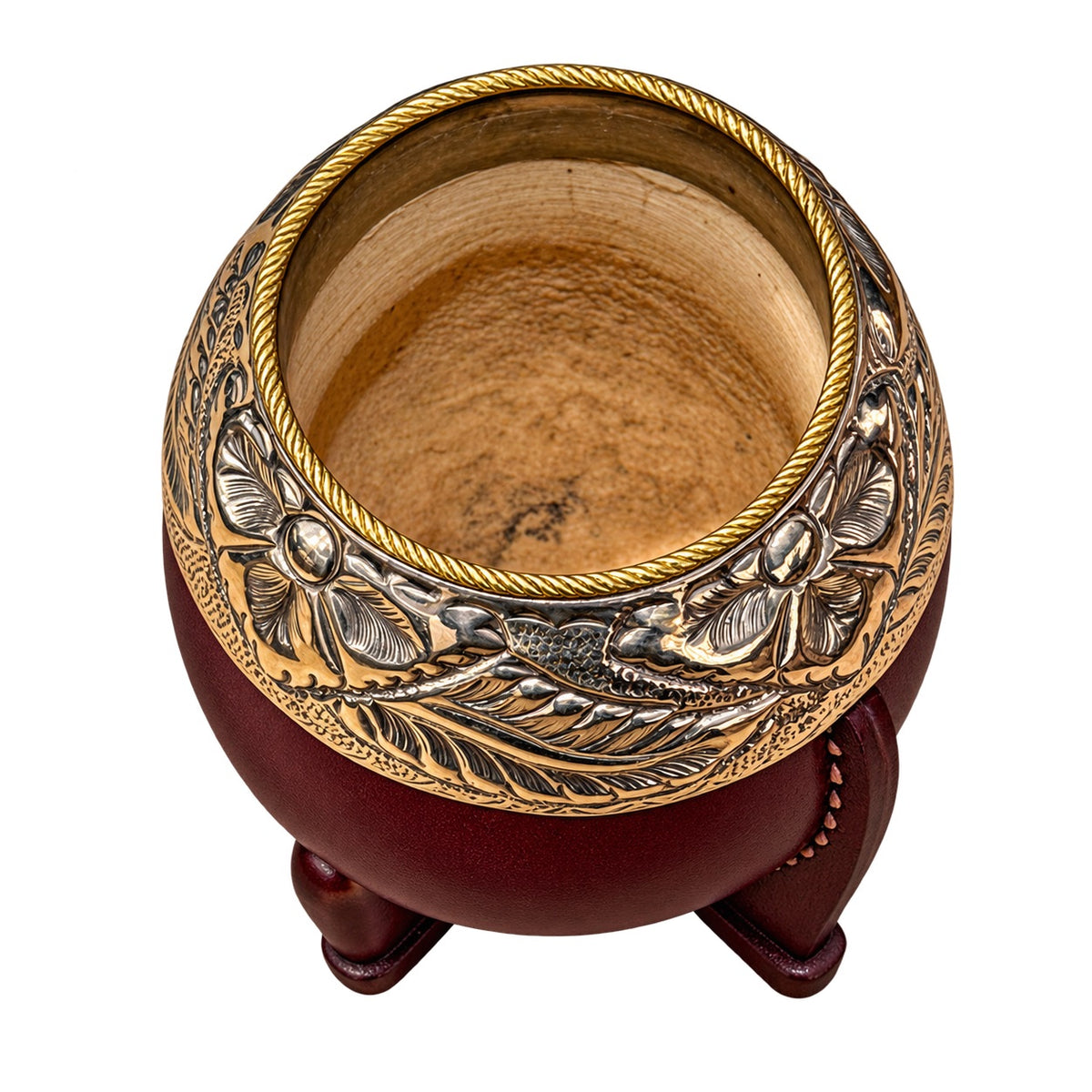 Torpedo Mate with Chiseled Joyero Orfebre Virola - Messi Gourd - Burgundy