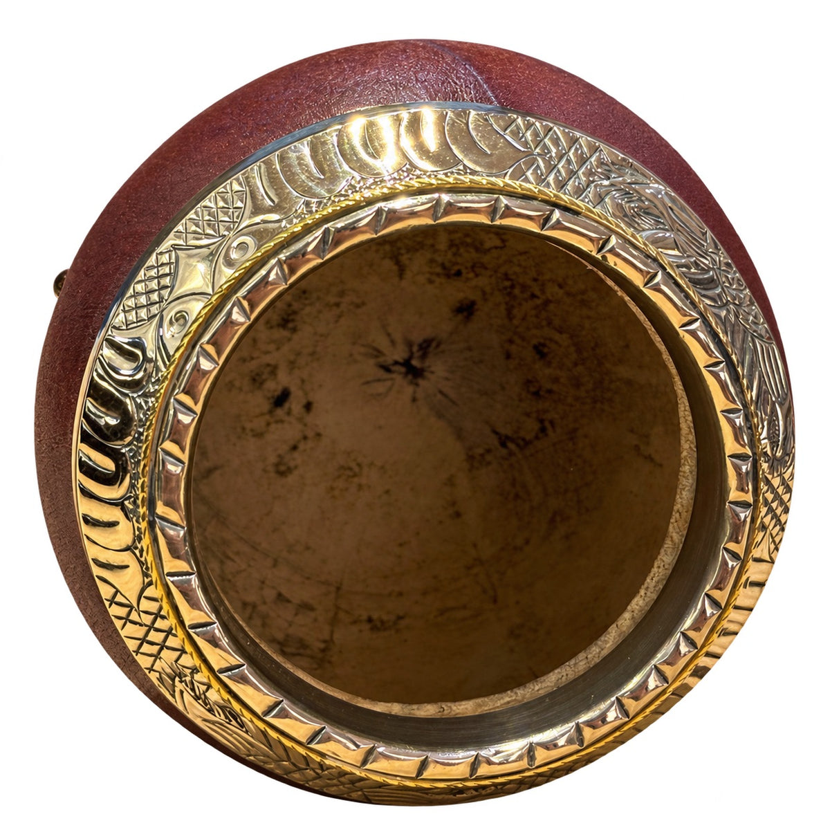 Torpedo Mate with Chiseled Virola and Bronze Deco - Burgundy