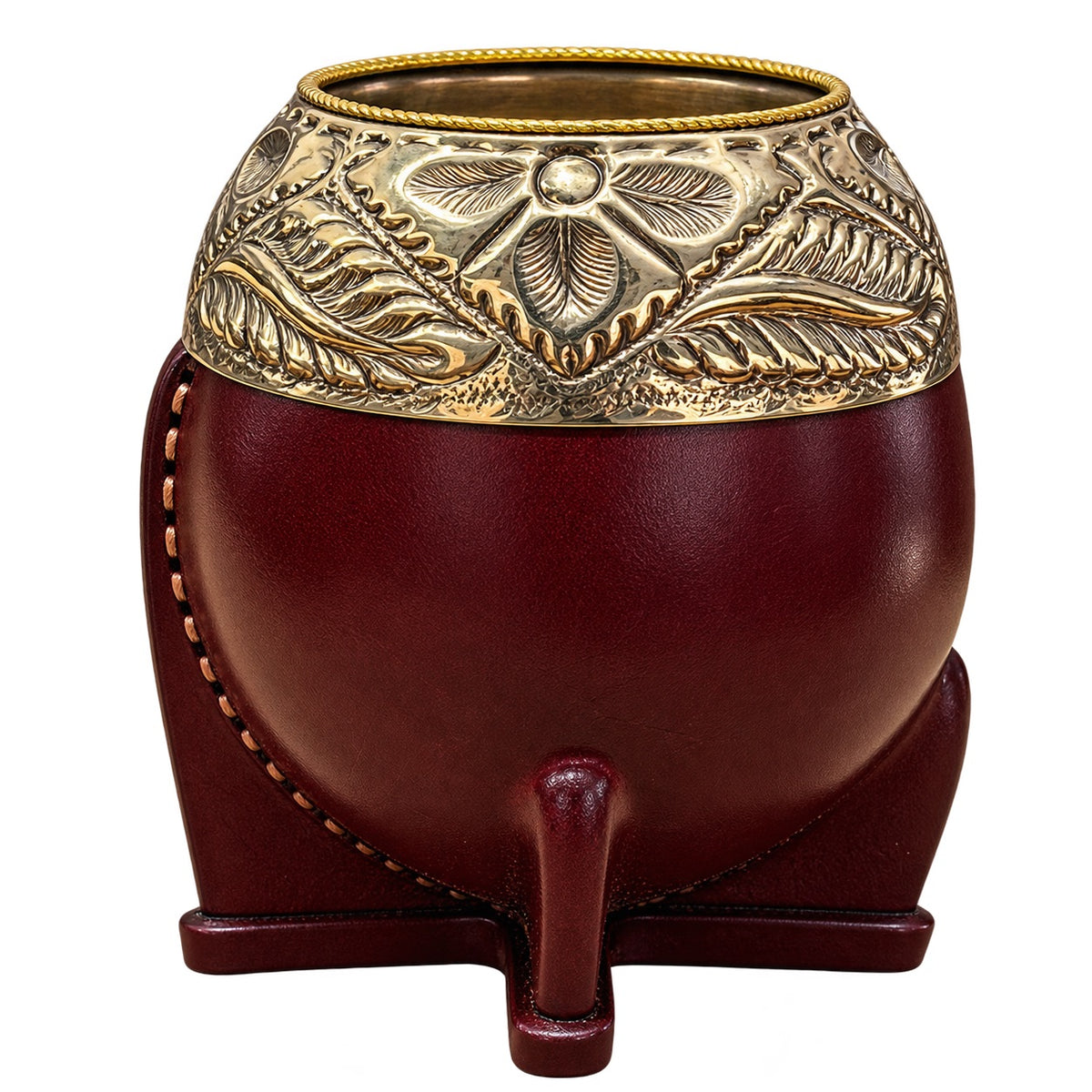 Torpedo Mate with Chiseled Joyero Orfebre Virola - Messi Gourd - Burgundy