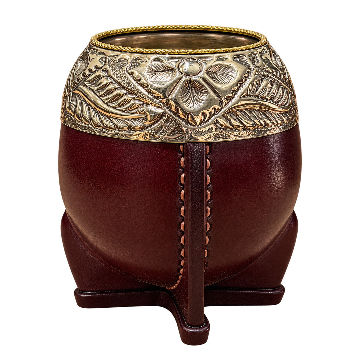 Torpedo Mate with Chiseled Joyero Orfebre Virola - Messi Gourd - Burgundy