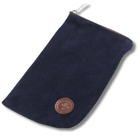 Blue leather yerbero used to carry your yerba mate around