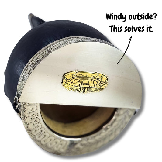 River Plate imperial mate gourd with matepa to prevent wind to spill your yerba mate everywhere! Fully customizable